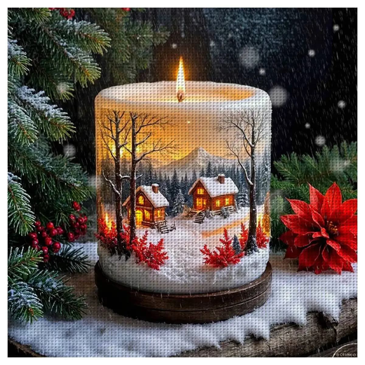 1pc 30X30CM/11.8inch Candle stamped cross stitch kit DIY kit 11CT/14CT DIY Embroidered set DIY Cross-Stitch Set for gift