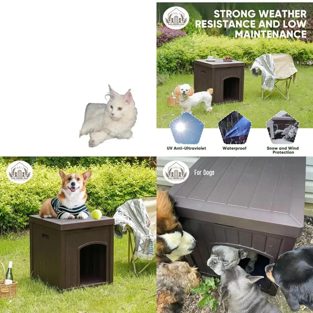 Rifugi per Gatti da Esterno Impermeabili per l'Inverno, Recinto Resistente alle Intemperie per Lettiera, Cuccia Durevole in Plastica per Cani