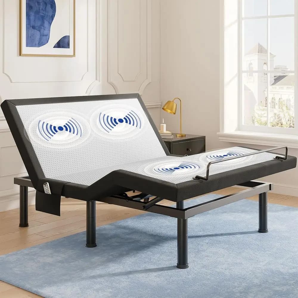Adjustable Queen Bed with Remote, Massage, USB Ports, Side Pockets, Nightlight, Quiet Motor, Easy Assembly