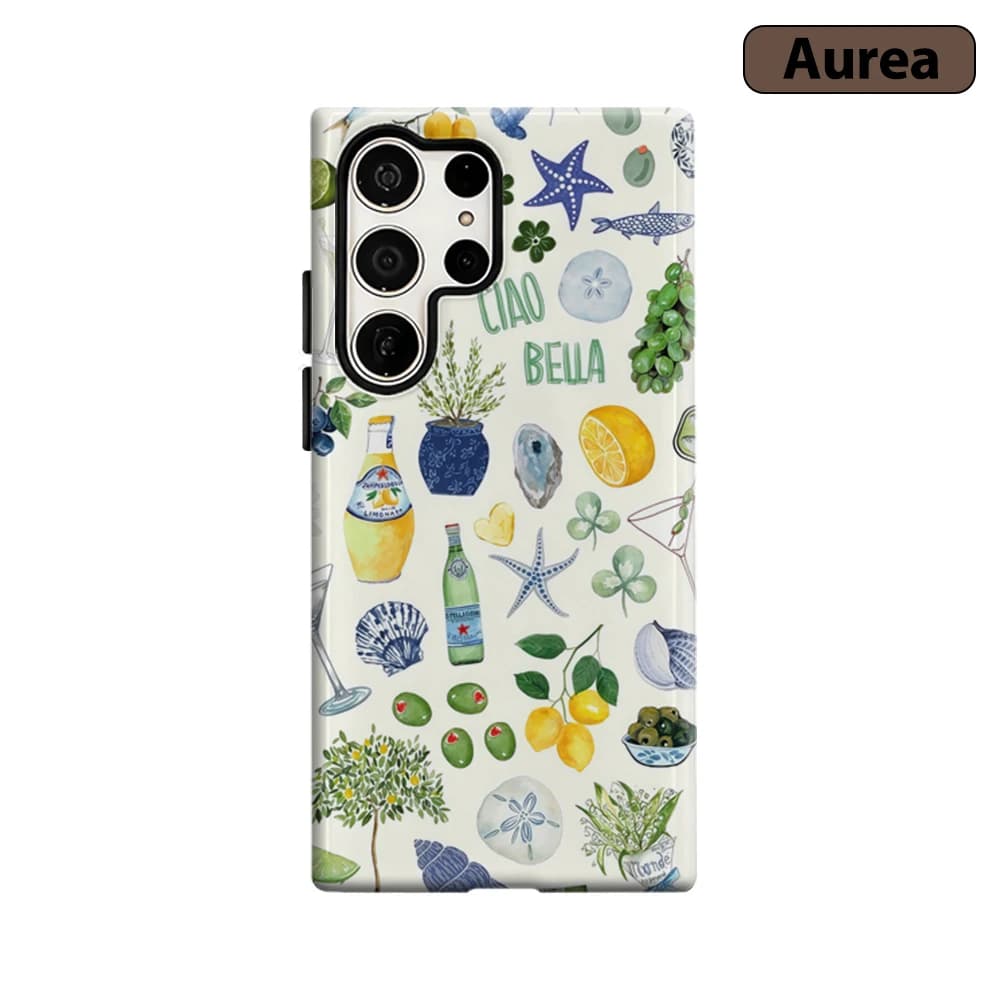Cover per Telefono con Collage della Riviera Italiana per Samsung Galaxy S25 Ultra S24 S23 Ultra Plus, Custodia Antiurto a Doppio Strato Resistente
