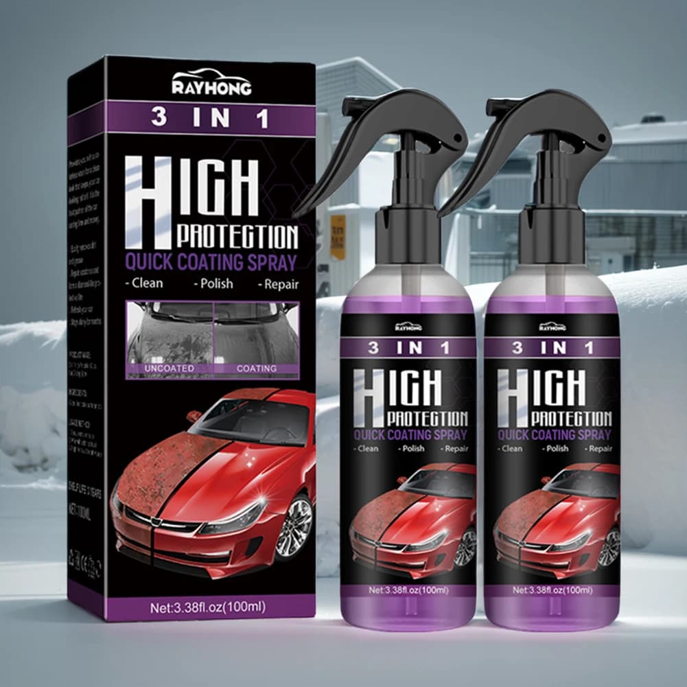 2 Set 3 in 1 Cera Spray Lucidante Auto Nano Ceramica 100ml Agente Lucidante per Vernice Auto Spray Nano Cura Vernice Auto