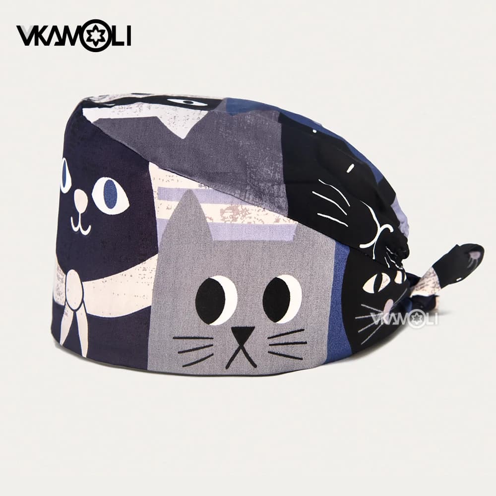 stampa del fumetto veterinario Scrub cappello Estetista carino cappello dentista laboratorio 100% cotone uomo e donna medico infermiera Scrub cap