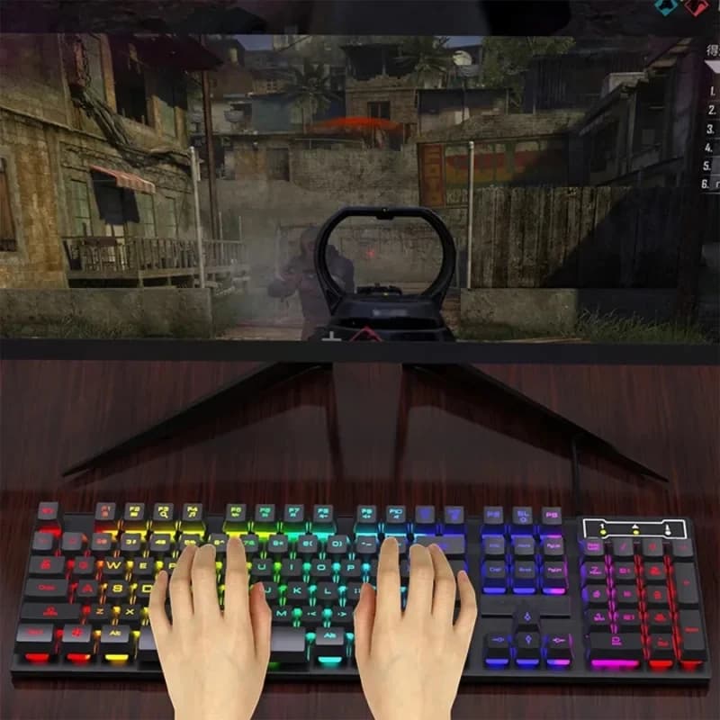 Tastiera Cablata per Uso Domestico, Tastiera da Gaming RGB Colorata con Sensazione Meccanica, Tastiera Standard per Laptop con Windows