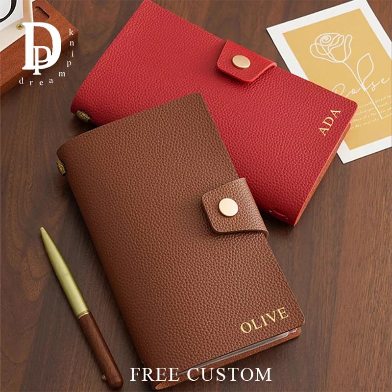 Peraonalize Nmae Multifunction Notebook Travel TN Diary Books Cowhide Cover Luxury Business Card Album Custom Letters File Bag