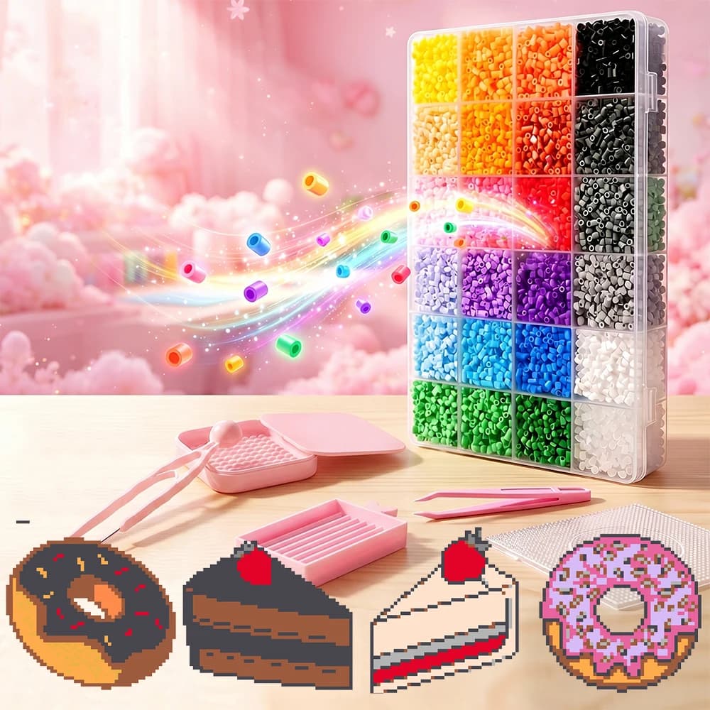 New 2.6mm Perler Hama Beads Kit Handmade Crafts Decor 24colors Diy Make Puzzle 3d Fuse Beads Tools Set Gift