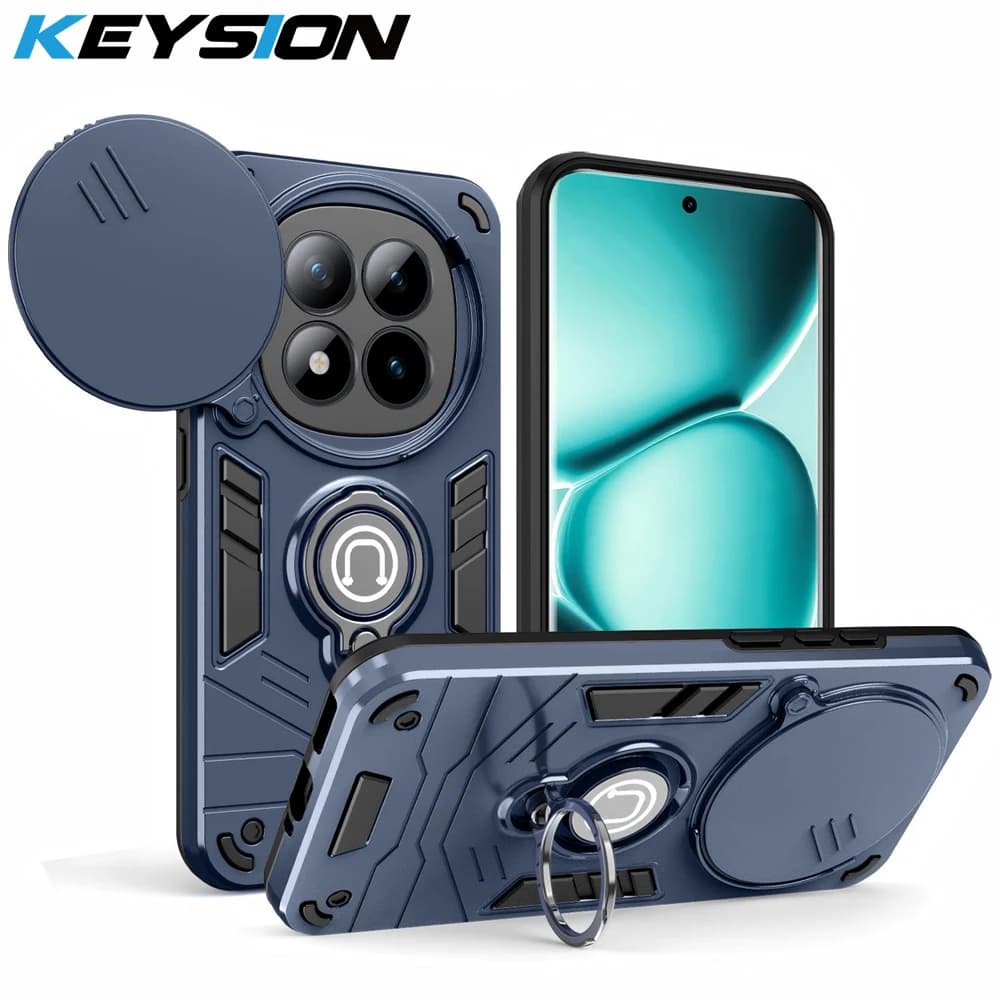 Custodia KEYSION Antiurto con Anello e Supporto per Redmi Note 15 Pro+ 5G, Protezione Scorrevole per Obiettivo Fotocamera, Cover per Redmi Note 15 4G