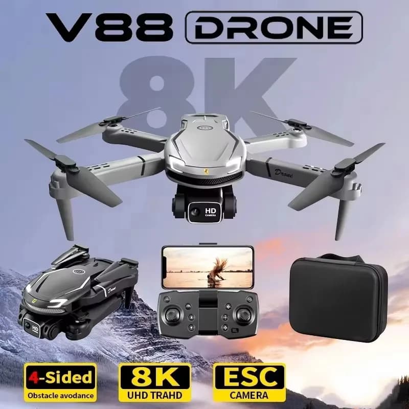 2026 New V88 Drone 8K Professional Dual Camera 5G Obstacle Brushless Avoidance Photography Optical Flow Foldable RC Toy Drone