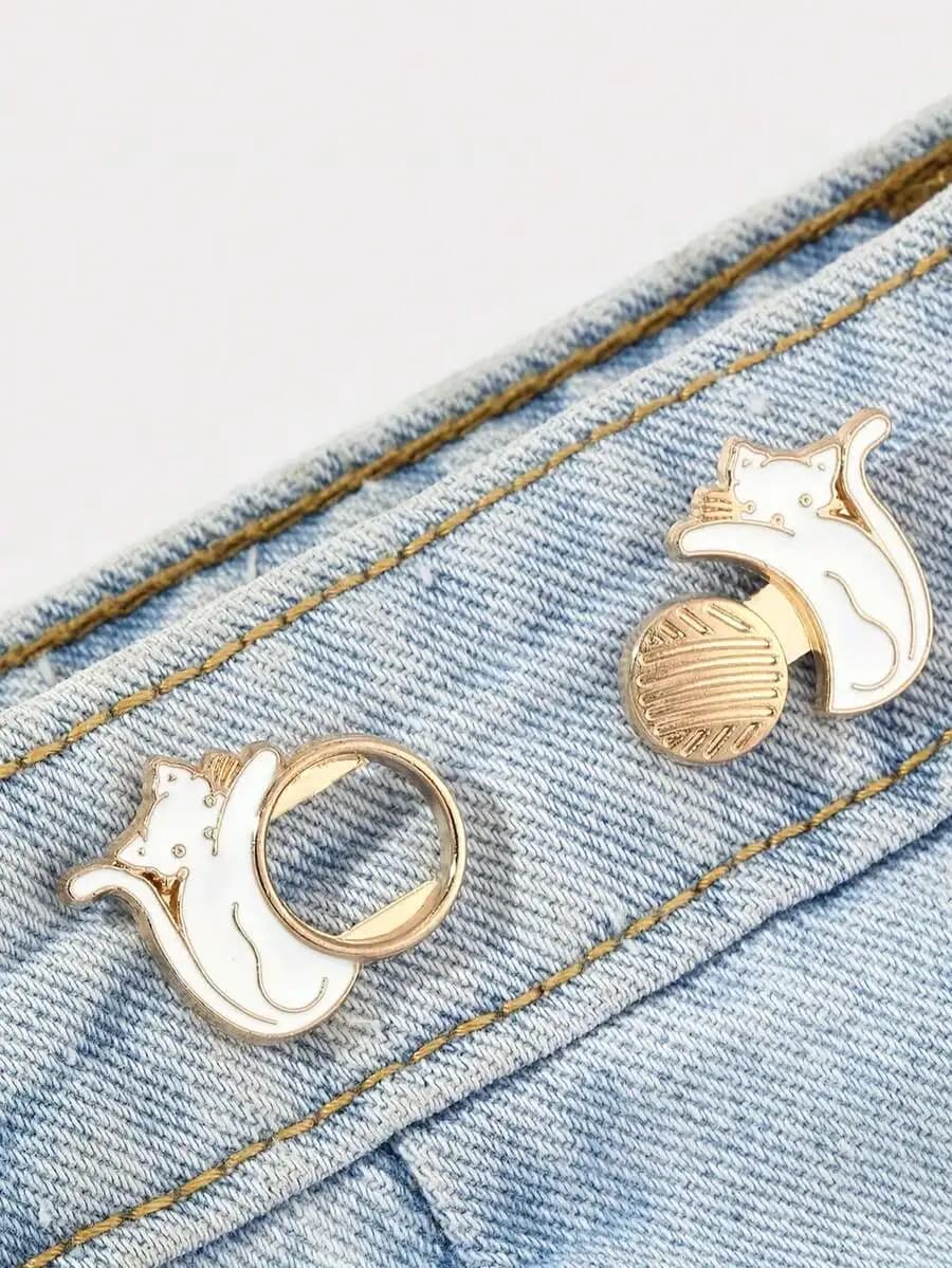 1 set di cinture modellanti, fibbia regolabile per cintura, adatta per jeans, non richiede cuciture, regolatore a bottoni, adatta a pantaloni e gonne