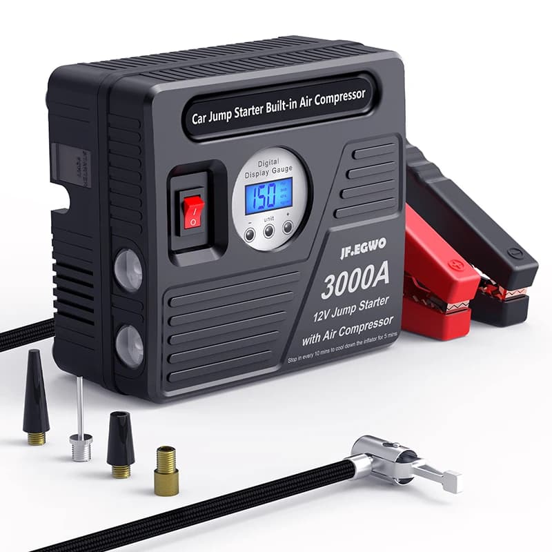 Avviatore portatile per auto 12V 24000mAh 6 in 1 all'ingrosso con compressore e gonfiatore per pneumatici per uso esterno, comprese motocicli