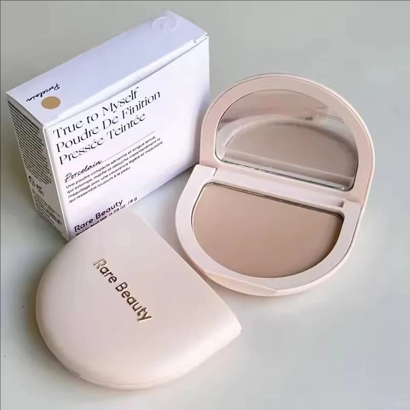 Cipria Fissante Lusso Rara Bellezza Controllo Olio Illuminante Tono Pelle con Specchio Compatta Portatile