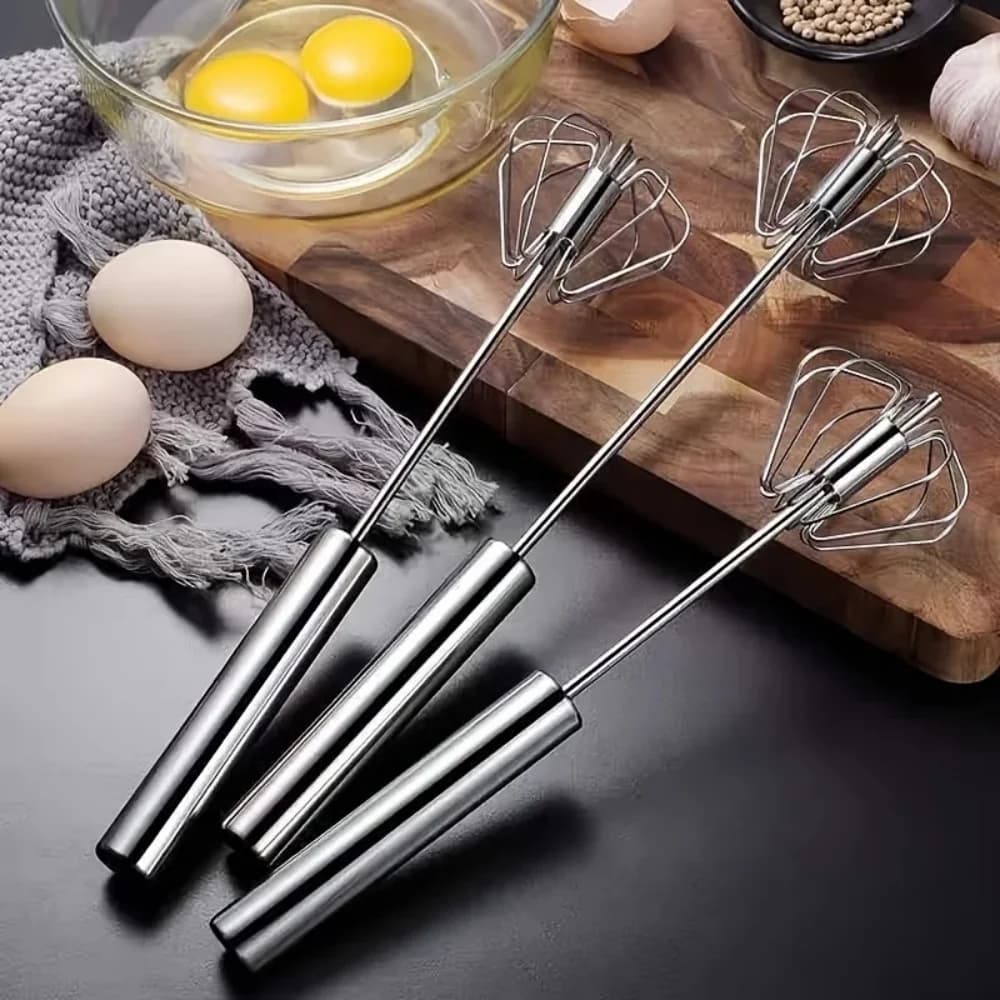 1/3pcs Frullino per le uova in acciaio inossidabile Durevole Semi automatico Frullino per le uova per senza sforzo Miscelatore per crema per le uova Mescolando Frullato Cucina Baki