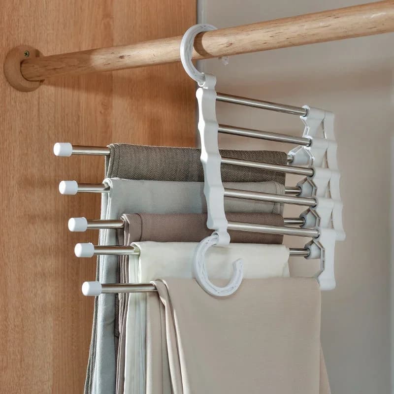 1PC Telescopic Folding Pants, Multilayer Pants, Pants Holders, Magic Clip for Home Clothes, Wardrobe Holders