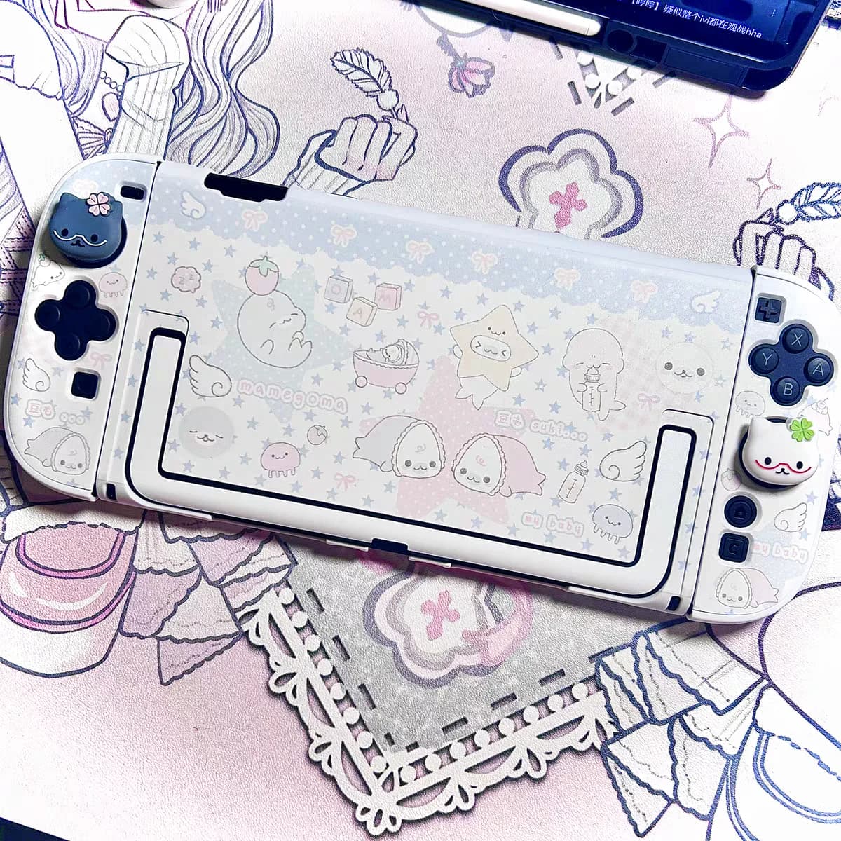 Custodia protettiva Heart Forest dal design originale, guscio rigido carino Mamegoma per Switch Oled Switch Lite, copertura antigraffio