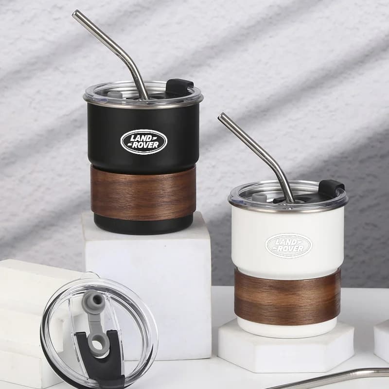 Stainless Steel Cup Beer Mug with Lid Wood 300ml Outdoor Camping Coffee Mug Gift Cup For For Land Rover Discovery 3 4 Freelander