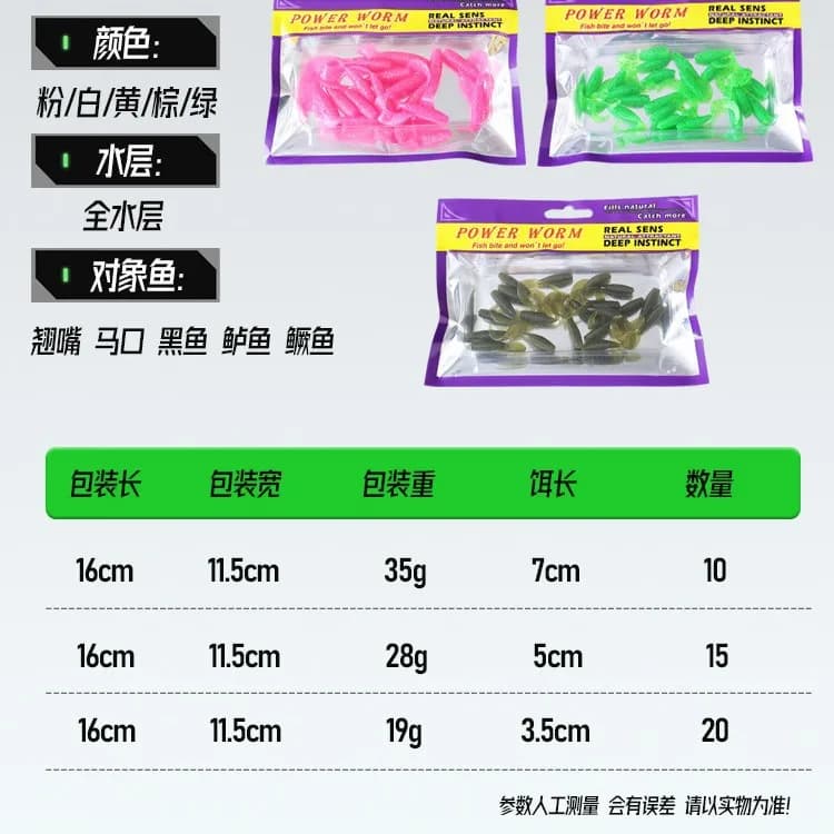 Esca Morbida a Coda Ricciola, Realistic Artificial bait for Fishing of Persico and Spigola in Freshwater and Salad