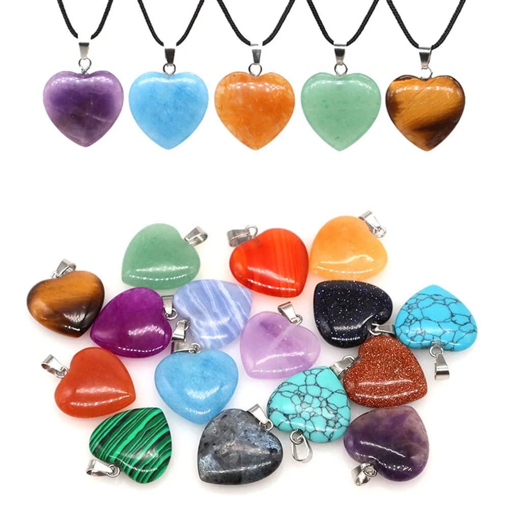 Ciondoli a forma di cuore d'amore da 20mm pietre di cristallo naturale gemme energetiche per gioielli affascinanti che fanno collane con orecchini accessori fai da te