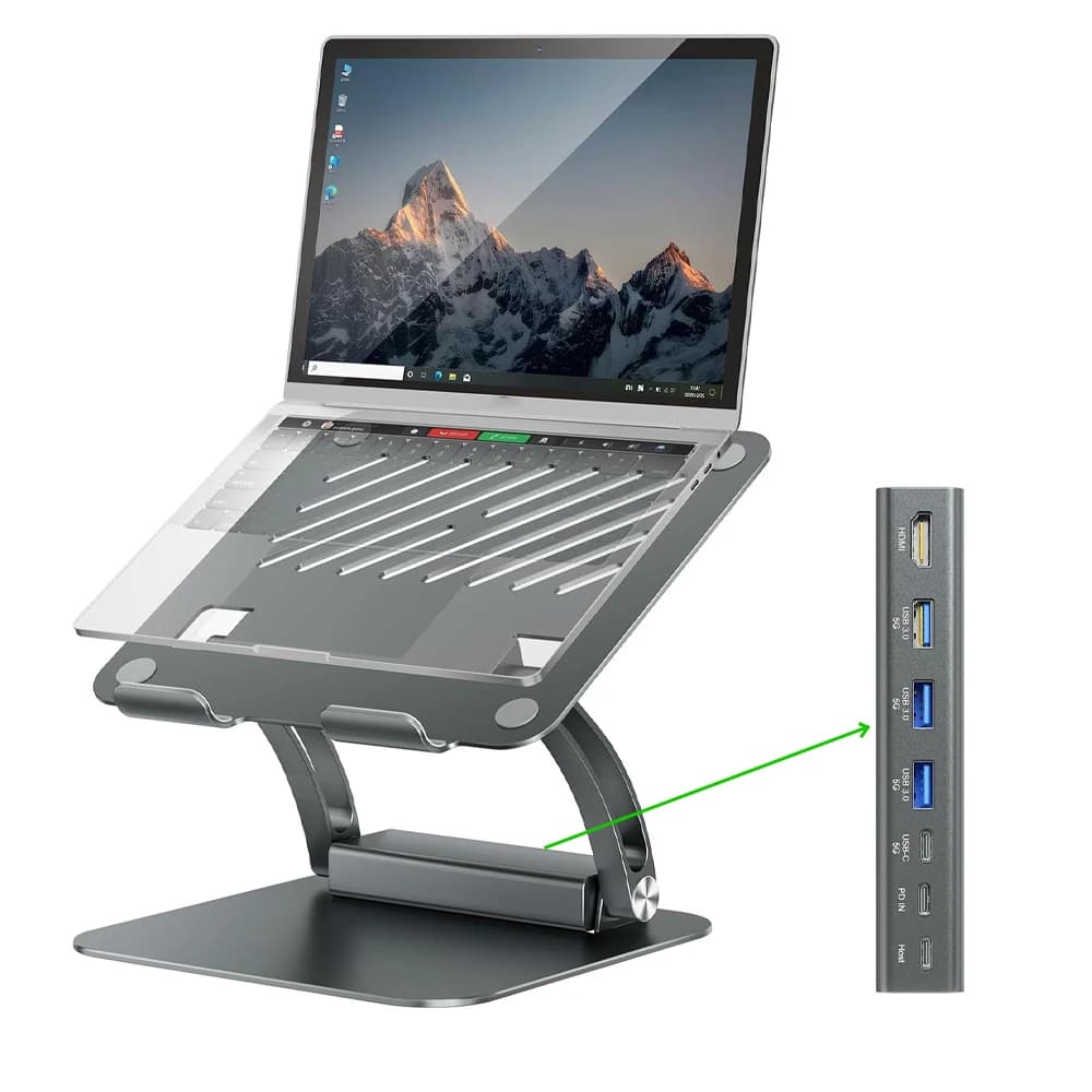 Supporto per laptop Hub USB-C PD100W Ricarica 4K @ 60Hz Supporto per laptop ergonomico Docking station universale per MacBook Pro Dell Lenovo