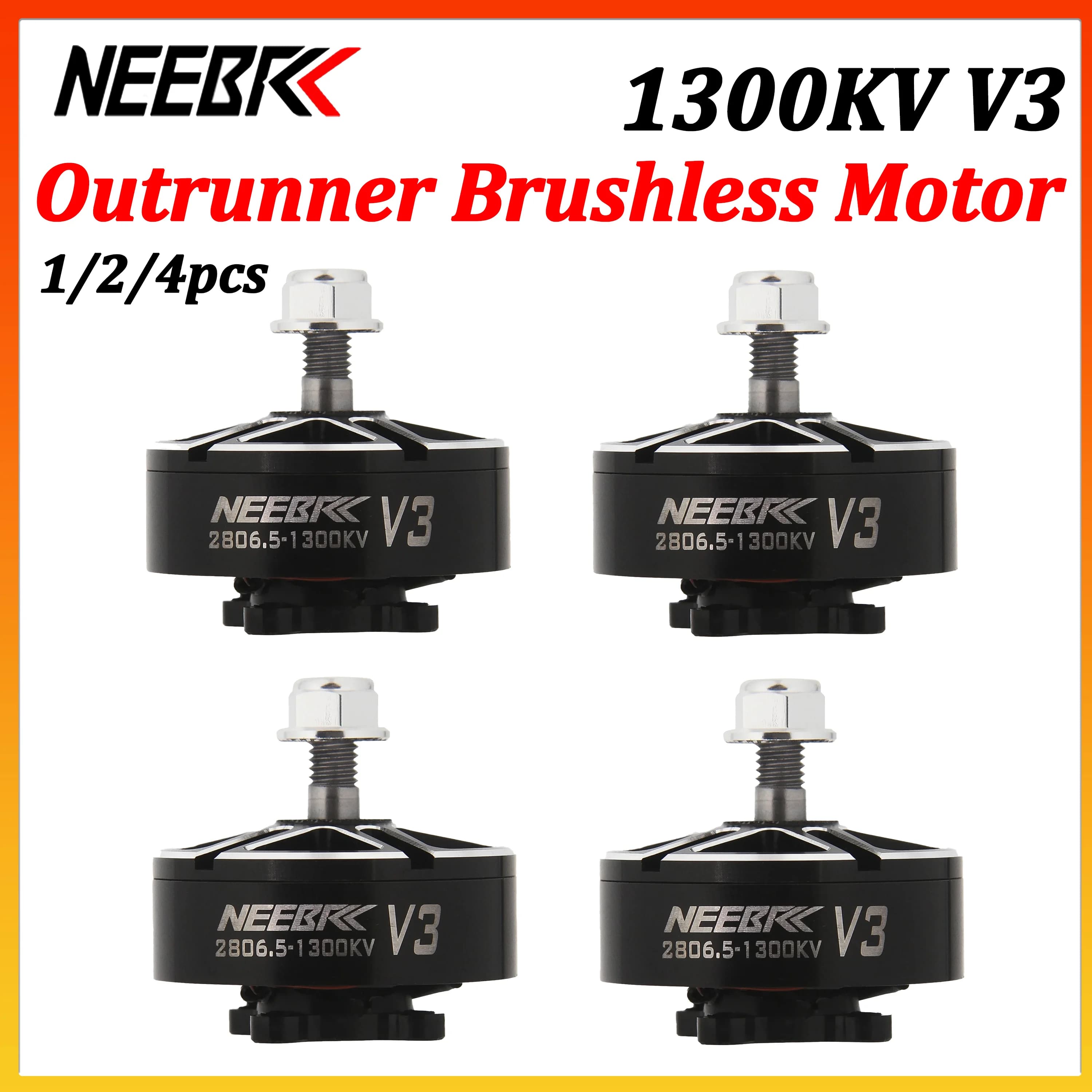 Motore Brushless Outrunner NEEBRC 2806.5 1300KV V3 3-6s per Elicottero RC a Lungo Raggio, Drone FPV da Corsa, Aeroplano Giocattolo