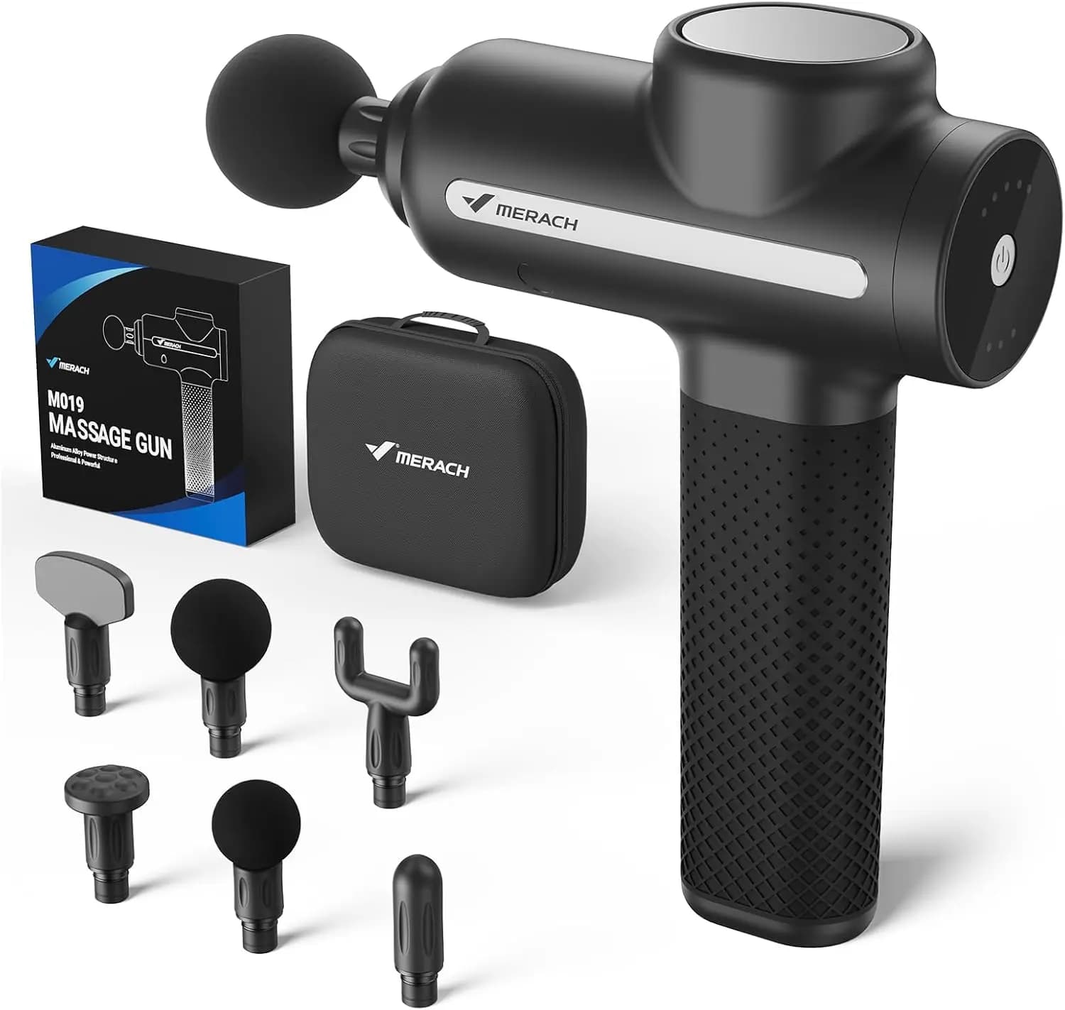 Deep and Silent Massage Gun, 12MM Percussion for Relieving Muscular Pain, Portable with 6 Heads and 5 Speed, Gift for Men