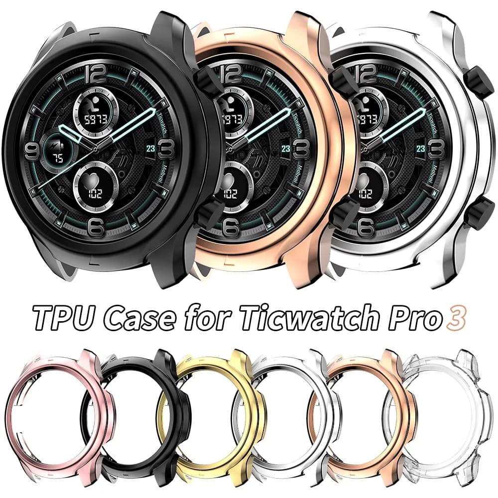 Protective Bumper for Ticwatch Pro 3 Watch Case Pro3 Cover Soft TPU Shell Slim Men/Women Lightweight Frame Accessories