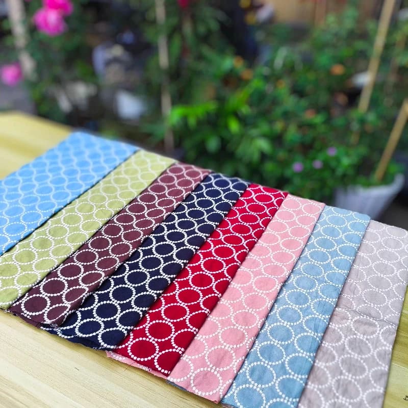 Circle Embroidered Fabric Linen Cotton Blend DIY Handmade Bags Pillows Sofa Cushion Farmhouse Fall Winter Home Decor Textile