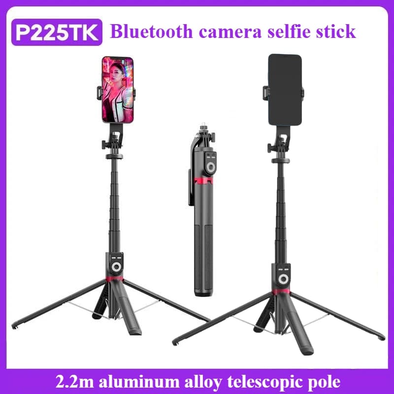 NEW P225 TK Selfie Stick 2.2M Super Long Phone Tripod Bluetooth Selfie Stick Handheld Stretchable Selfie Stick