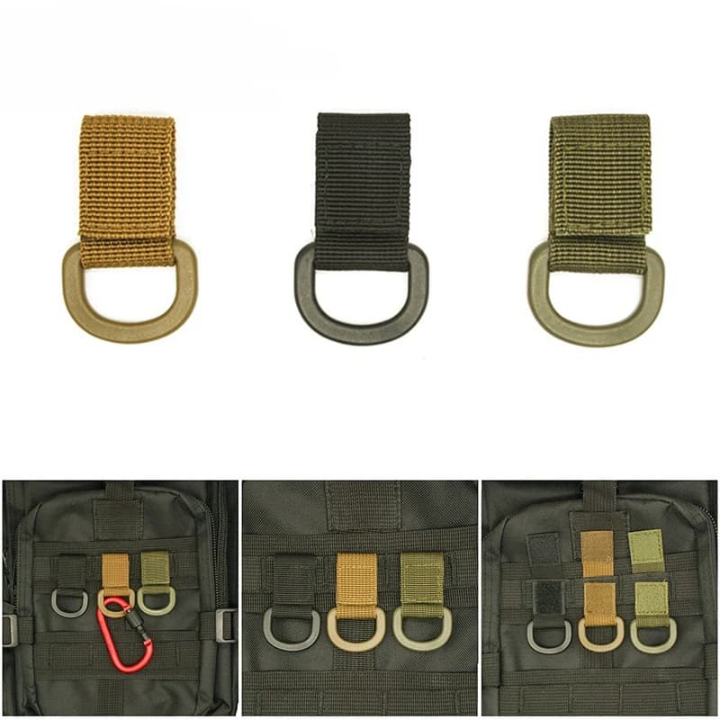 5 pz Tattico Multifunzione In Nylon Molle Tessitura Cintura D-Ring Moschettone Nastro Magico Appeso Portachiavi Zaino Gancio molle fibbia