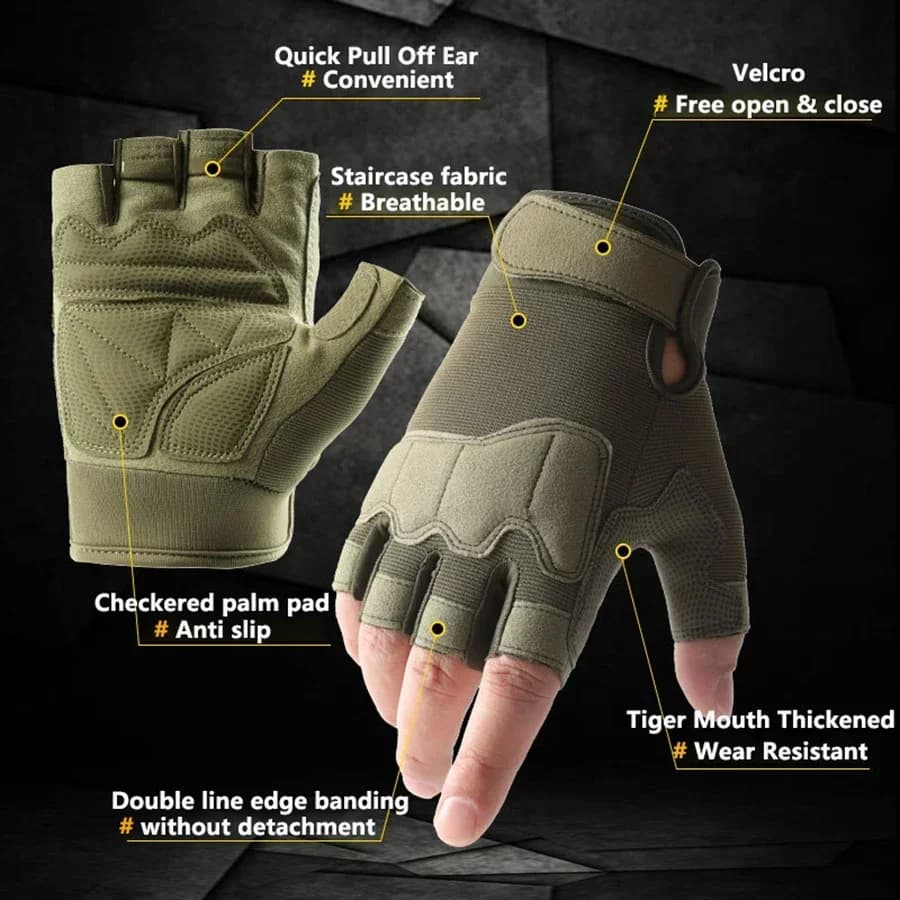 Tactical Gloves, Light and Breathable Padded for Climbing, Moto, Cycling, Mountaineering, Sailing, Open Sports