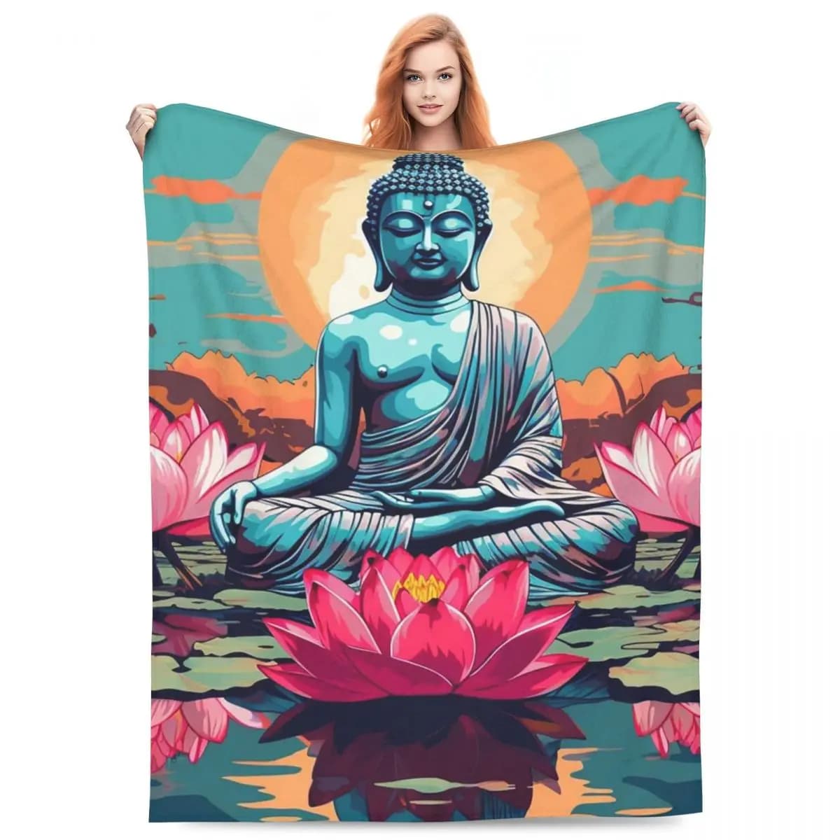 Buddha Yoga Blankets Fleece Sofa Throw Blanket Multi-function Throw Blankets for Couch Bedding Outdoor Throws Bedspread Quilt