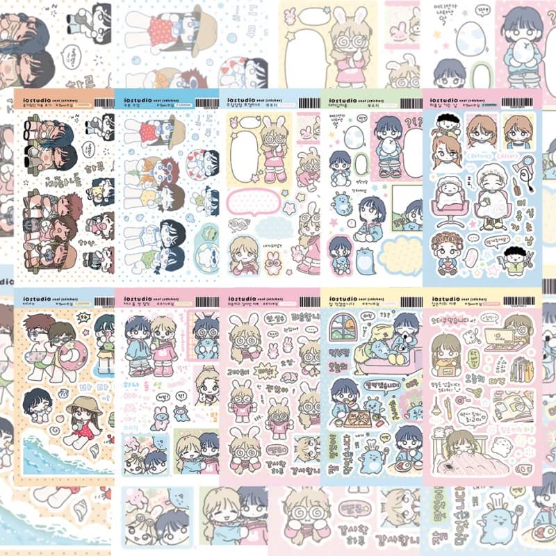 Adesivi coreani per ragazze carine dei cartoni animati Adesivi per personaggi dolci Kawaii Conto a mano Scrapbook Notebook Diario Adesivi decorativi fai-da-te
