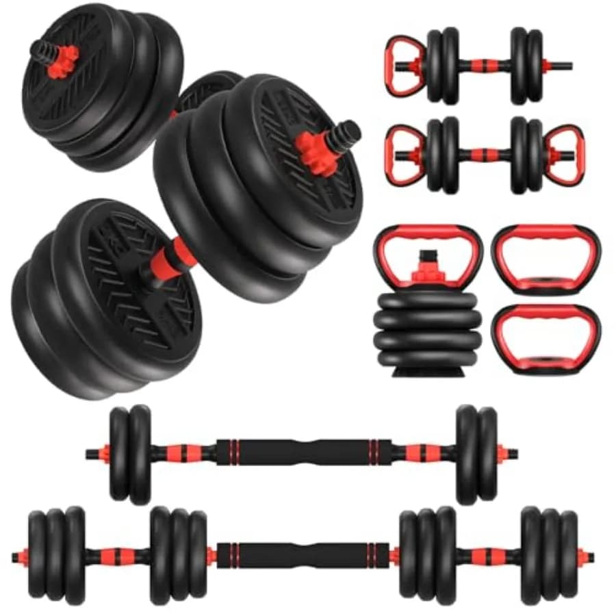 Attrezzatura fitness per palestra domestica: set di manubri regolabili da 20/30/40/60/80 libbre con connettore, design 4-in-1 per bilanciere/kettlebell/push-up