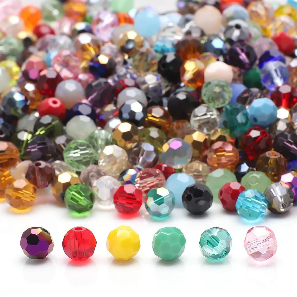 32 facette AB sfaccettato cristallo sfera rotonda perline 3/4/6/8mm distanziatore allentato per gioielli fai da te braccialetto artigianato creazione di accessori