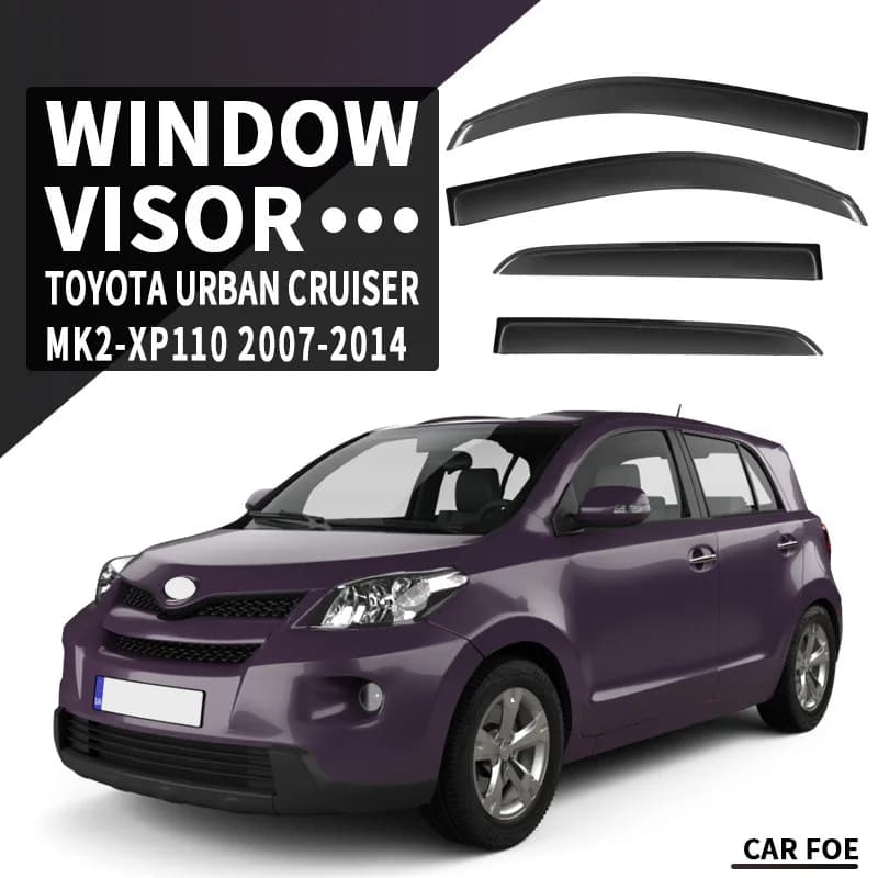 4 Pezzi per Toyota Urban Cruiser 2007-2014, Visiera Parasole Nera per Finestrini Auto, Protezione da Pioggia e Sole per Finestrini Laterali