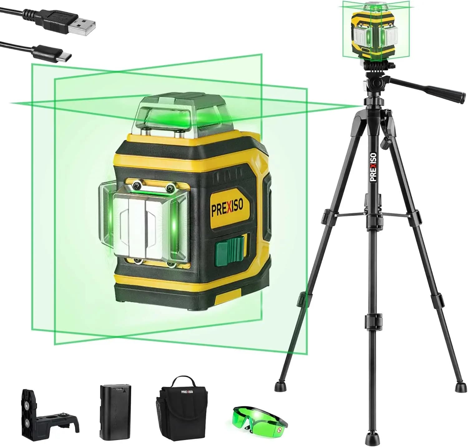 360 ° Livella Laser Verde Autolivellante con Treppiede e Base Magnetica per Edilizia, Piastrellatura, Ristrutturazioni Domestiche