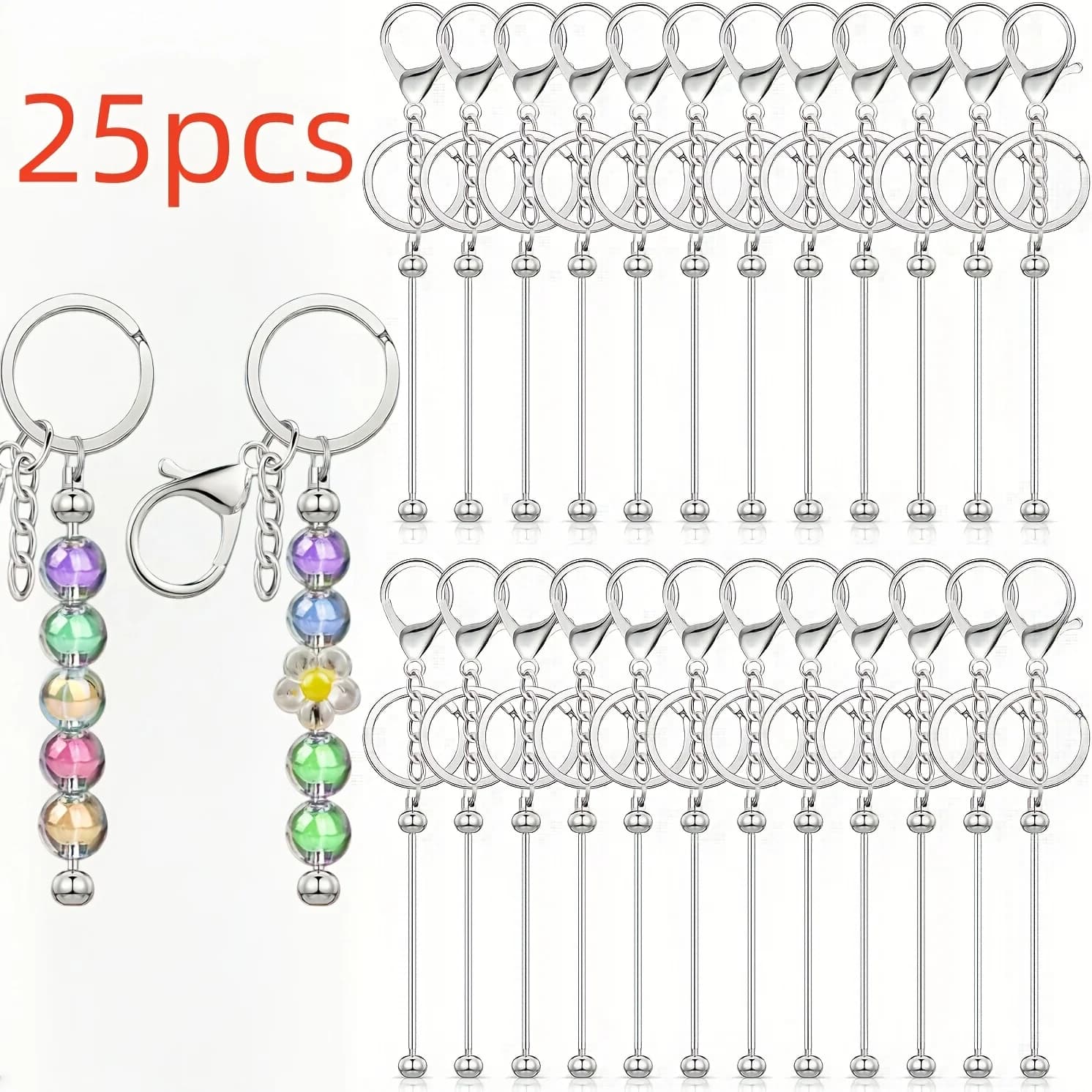 Kit Fai-da-te per la Produzione Manuale di 25 Portachiavi, Accessori per Portachiavi, Decorazioni per Zaini, Telefoni e Gioielli
