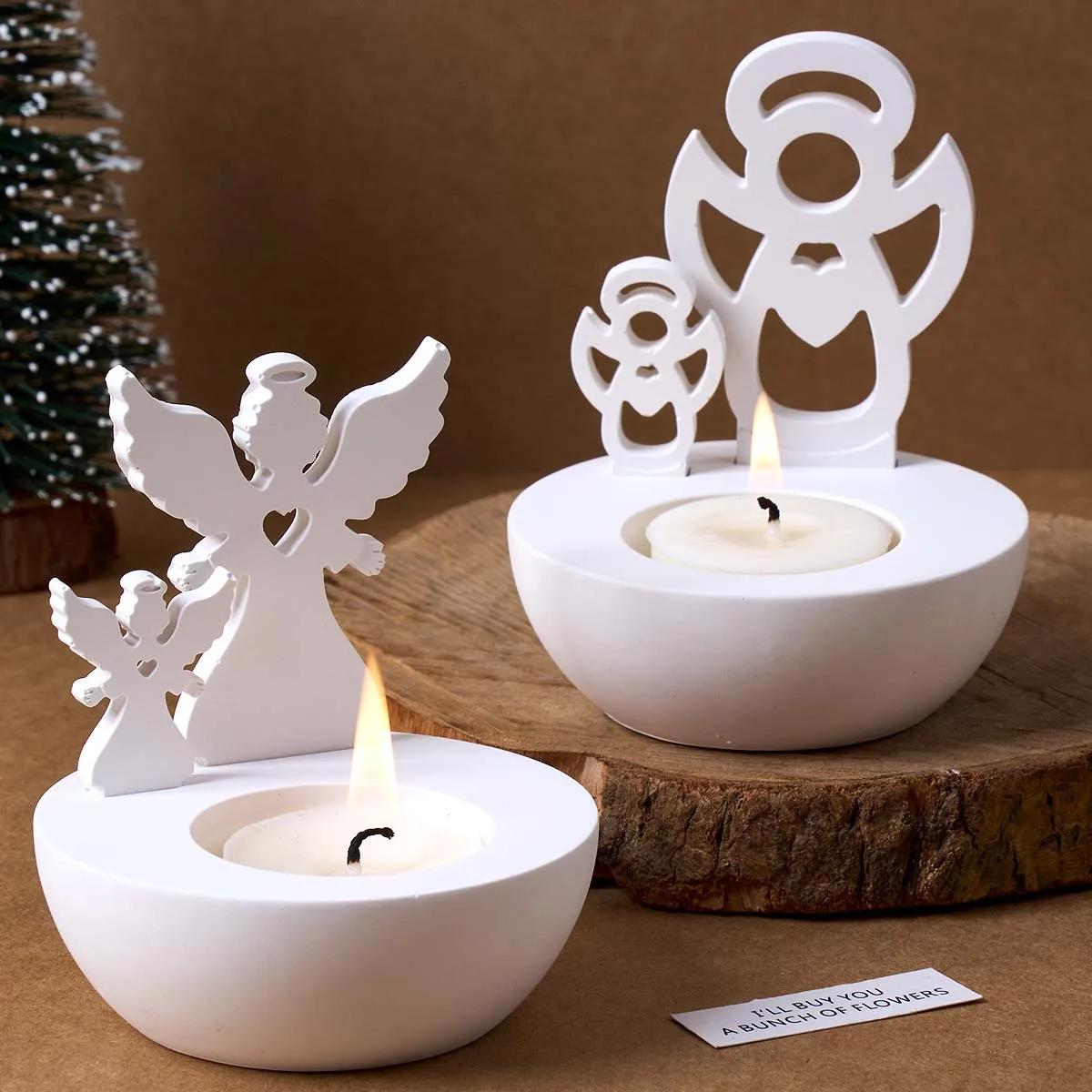 Christmas Tree Snowflake Angel Candle Print Christmas Decoration DIY Silicone Moulds for Gesso Resin Candle Holder Crafts