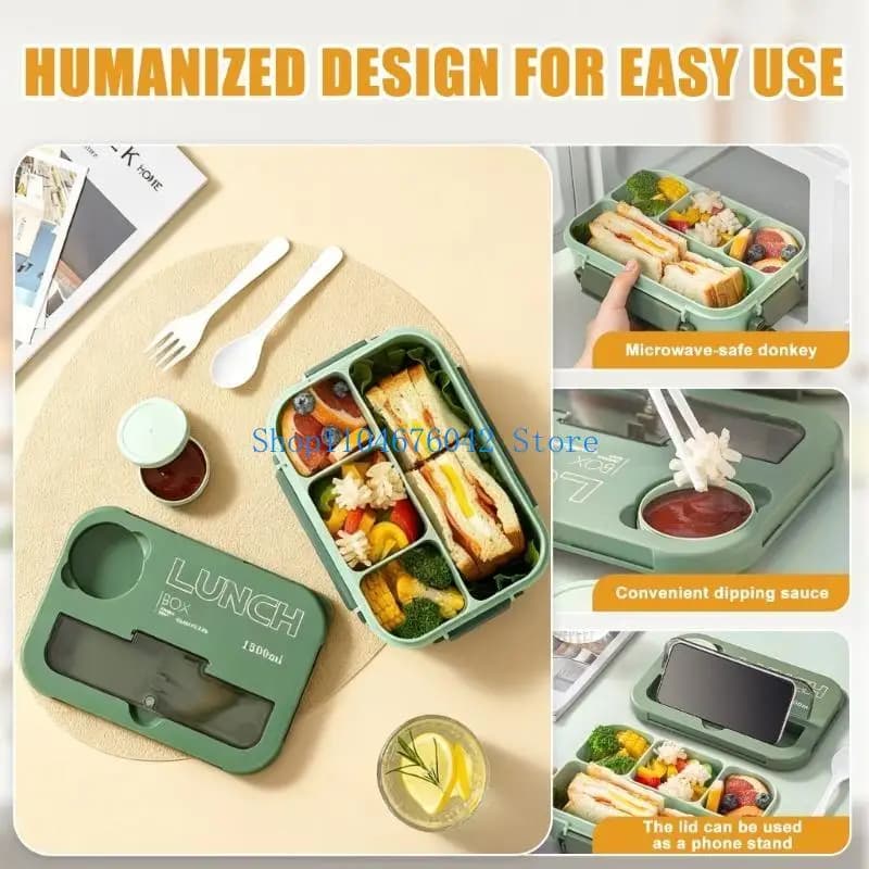 5asd Lunch Box con forchetta e cucchiaio Contenitore per il pranzo Contenitore per alimenti Contenitore per preparazione dei