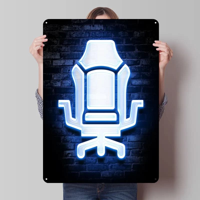 Sedia da gioco Trono del giocatore Poster in metallo Decorazioni per la casa Targhe in metallo personalizzate in metallo per la decorazione della stanza dei giocatori di gioco Murale di arte della parete
