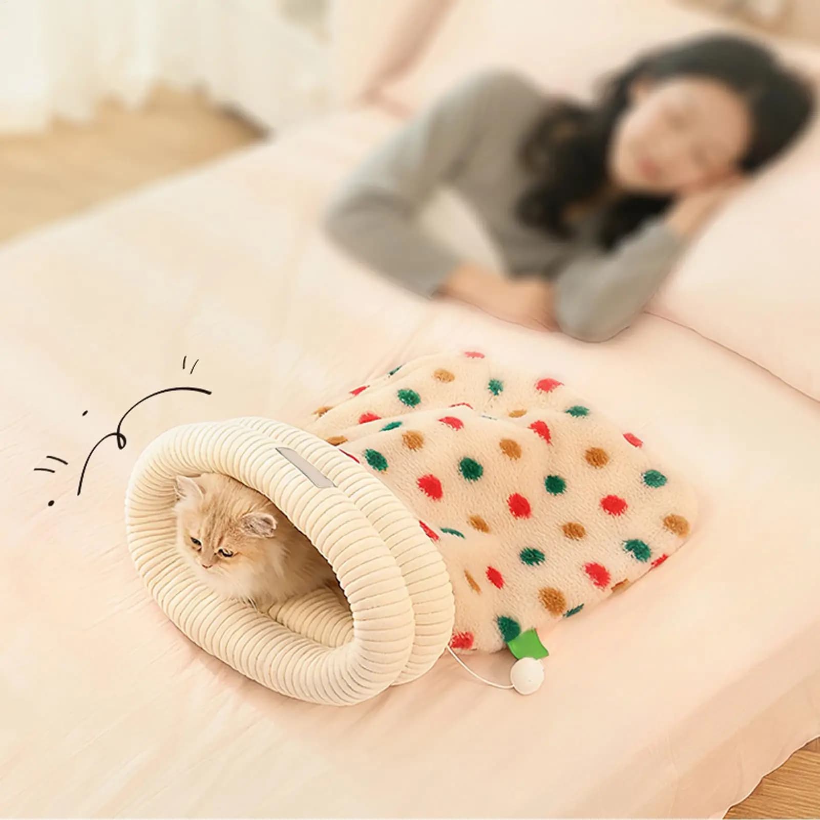 Sacco nanna per gatti chiuso caldo letto termico per animali domestici grotta invernale per gatti per interni per la casa fattoria appartamento camera da letto Natale Capodanno