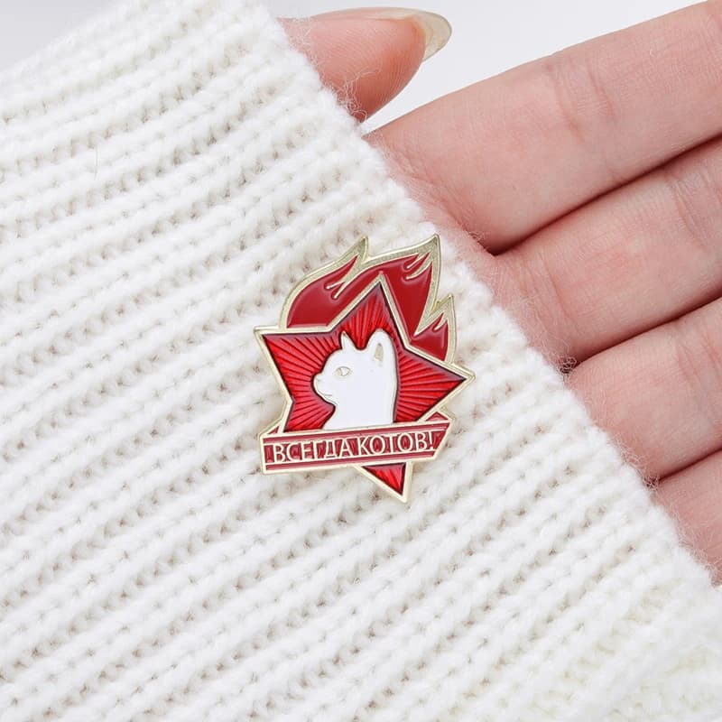 ALWAYS CATS Enamel Pins Old-fashion Animal Brooches Collar Badges Backpack Russian Star Quotes Jewelry Gift for Friends