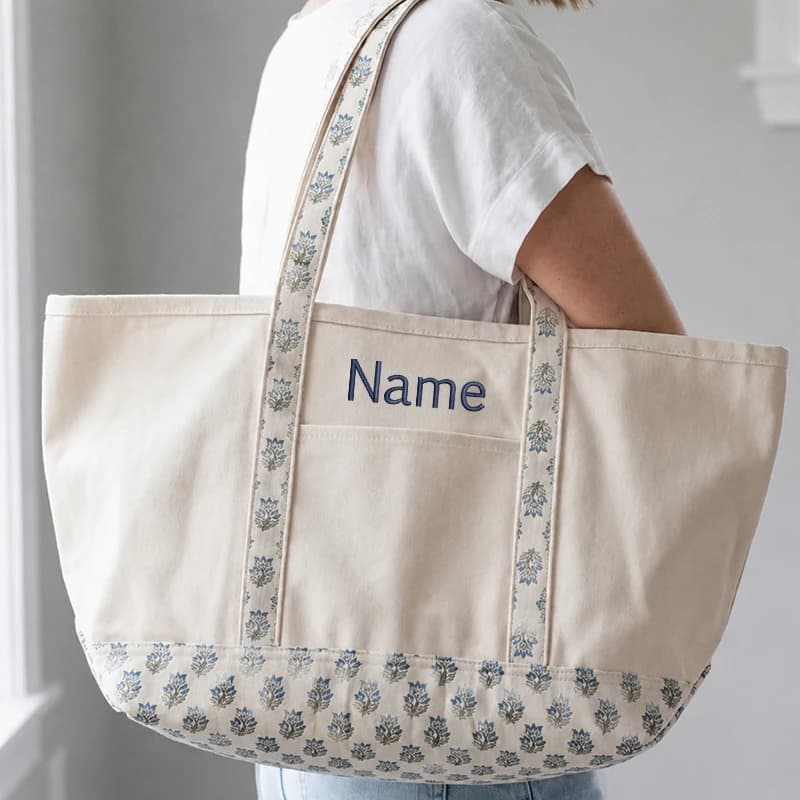 Elegant Mahjong Tote Bag Personalization Embroidered Custom Canvas Zip Shoulder Bags Optional Tiles Pouch Large Capacity Handbag