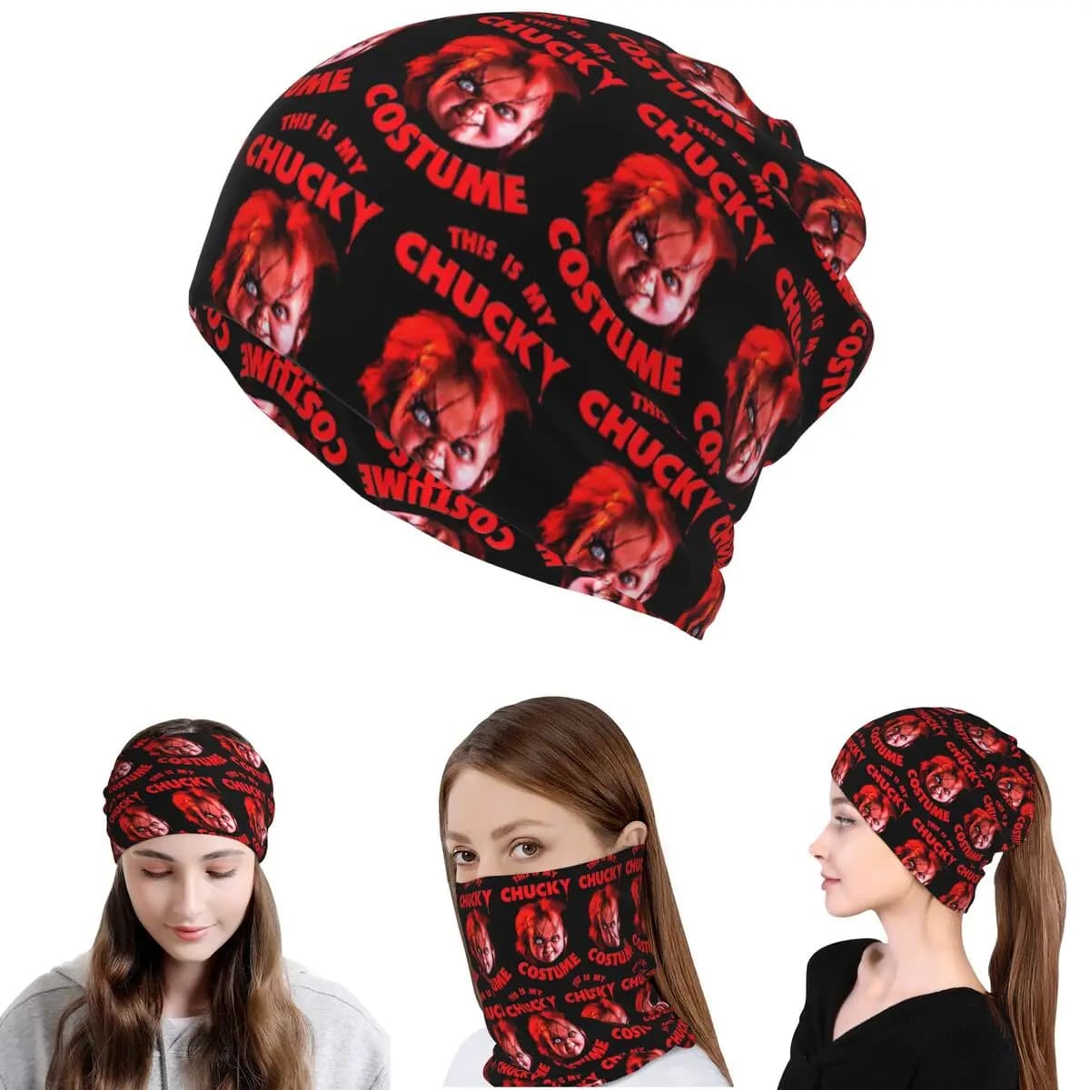 Bandana Chucky di Child's Play, Maschera Copricollo, Sciarpa, Copricapo Caldo, Berretto per Uomini e Donne, Adulti, Inverno