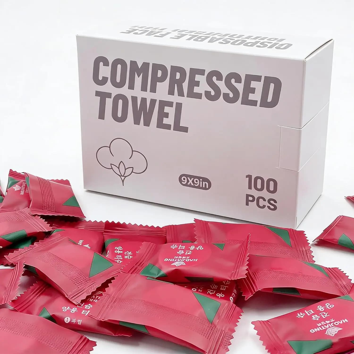 100 Pcs Compressed Towels, Portable Individually Wrapped Coin Towels, Reusable Disposable Face Towels for Travel, Camping, Hikin