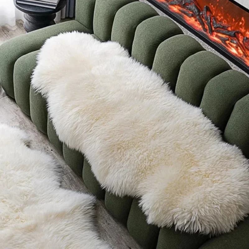 Cuscino per divano invernale in lana, leggero, di lusso, con capelli lunghi, sedia a dondolo in tutta pelle di pecora, cuscino per sedile di prima classe