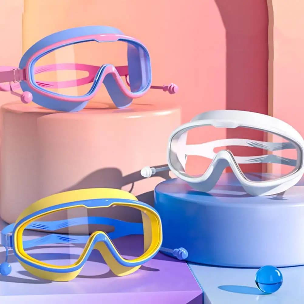 Professional swimming glasses with big frame, HD vision, waterproof, silicone, comfortable, for adults and boys, 1 piece