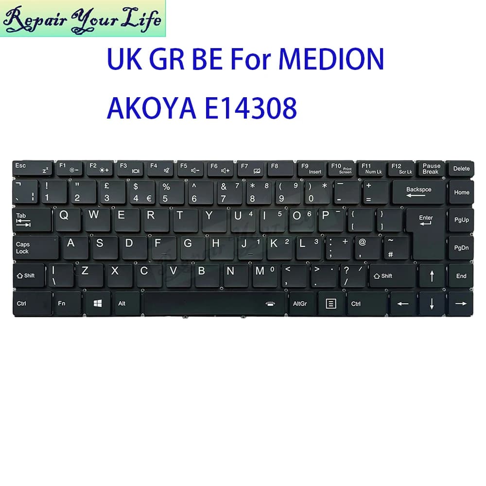 UK Tedesco Belgio Tastiera Retroilluminata Per MEDION AKOYA E14308 MD64030 Notebook Retroilluminazione Tastiere GB Euro Belga AZERTY Teclado
