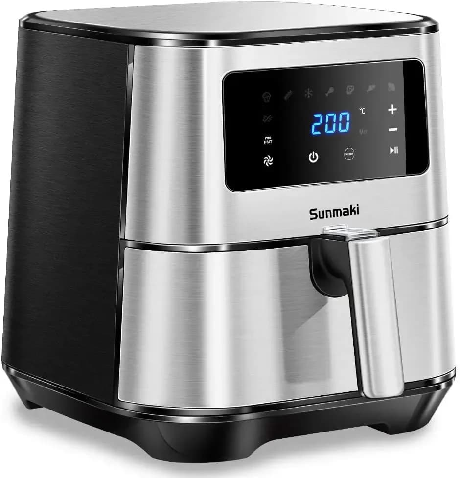 Sunmaki oil-free 1700 W 5.5 litre hot air cooler, stainless steel, LCD display control