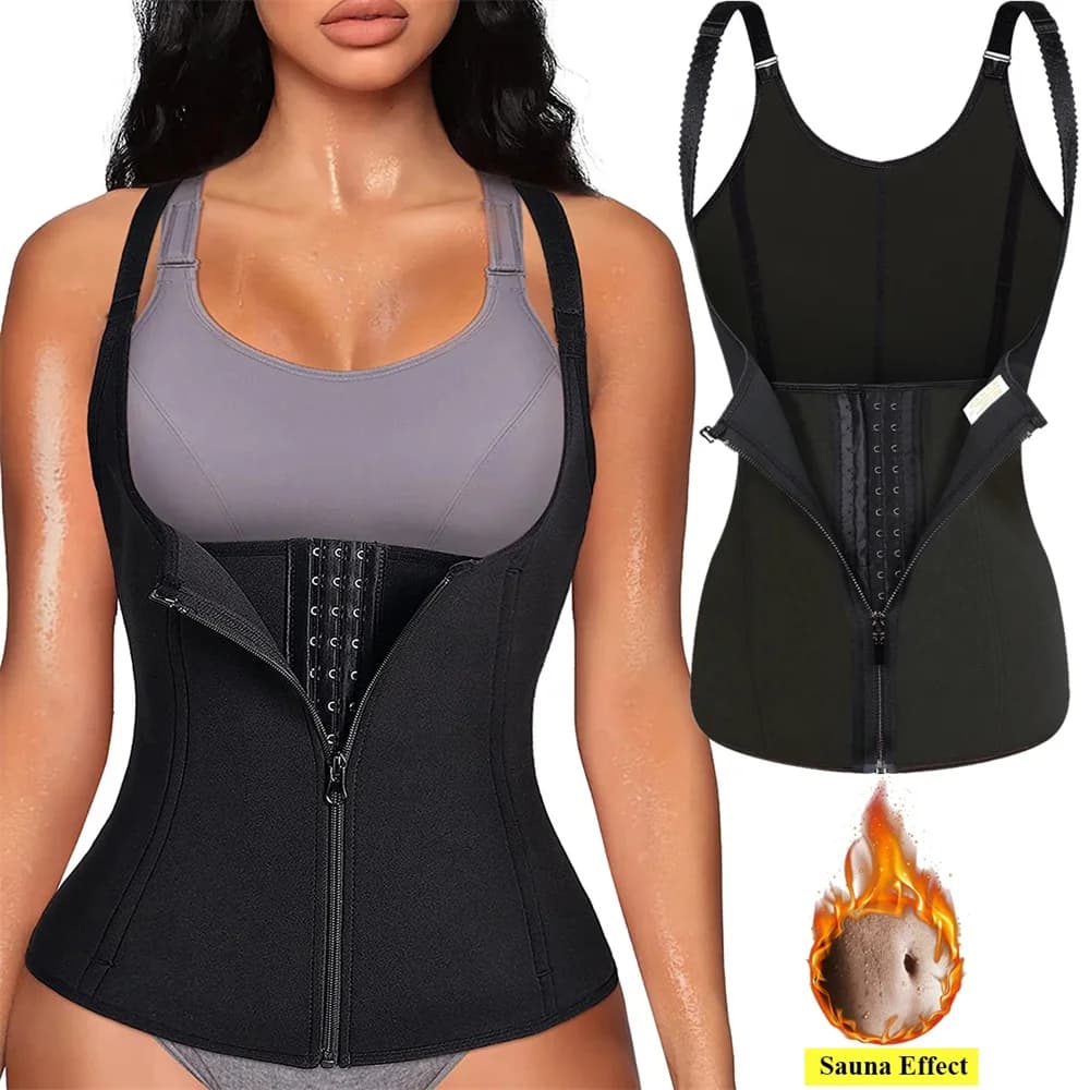 Top modellante a vita alta da donna con cerniera, contenitivo per il ventre, senza maniche, abbigliamento sportivo da donna, intimo modellante.