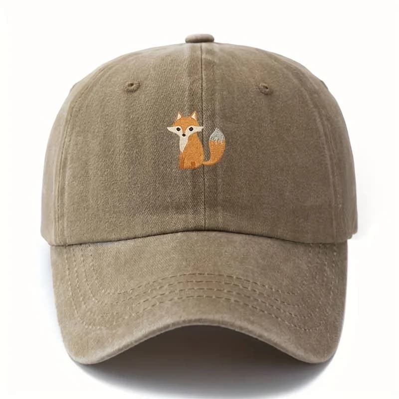 Cute fox pattern printed baseball cap for daily casual fashion, versatile city commuting hat, suitable for men and women