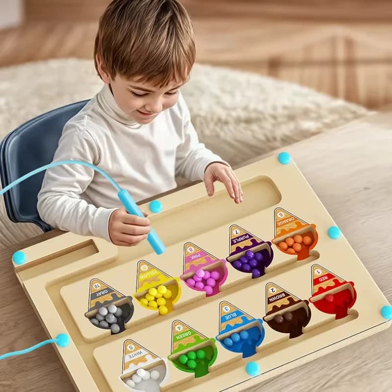 Labirinto magnetico con perline digitali magnetiche Giocattolo Puzzle per bambini Pratica Gioco di allenamento per la concentrazione dell'attenzione per età compresa tra 2 e 6 Nuovo